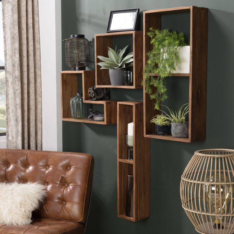 Teak wood on sale wall shelf